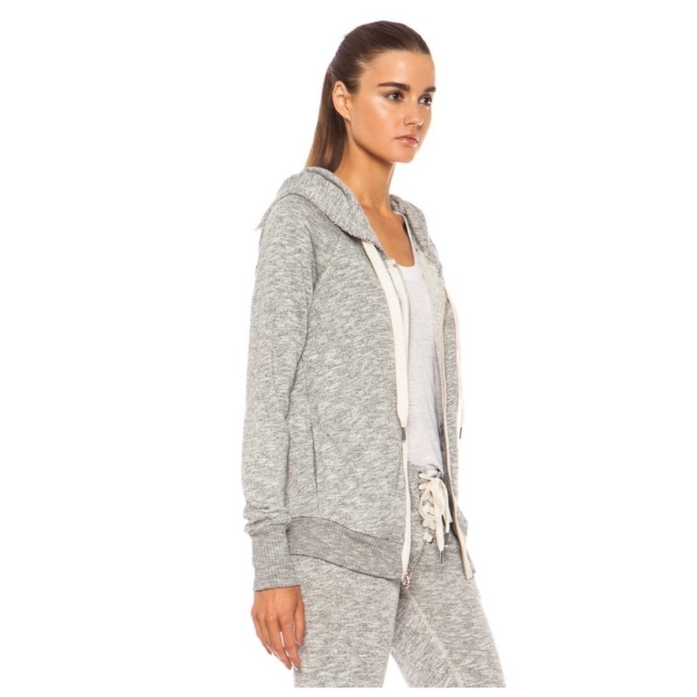 NSF Heather Gray Zip Hoodie Petite Small Made USA Minimalist Luxe Athleisure - Picture 3 of 10